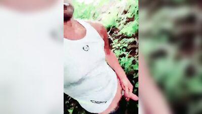 Amateur chap films himself while playing with a dildo in public
