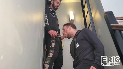 Guy gets his ass stretched with two hard cock in a 3some