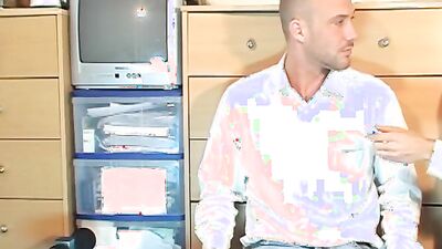 Straight guy is stroking his cock in front of the camera