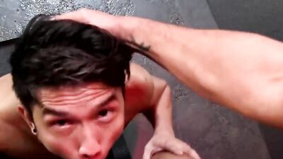 Gay lad's ass is so tightly wrapped around hard pecker