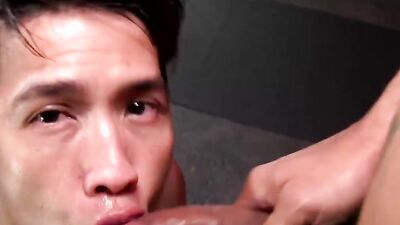 Gay lad's ass is so tightly wrapped around hard pecker