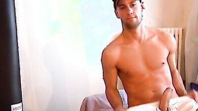 Straight guy is stroking his dong in front of the camera