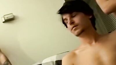 Cute amateur lads are having fun in their hot gay 3some