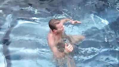 Handsome gay is stretching naked while he's in a quarantine lockdown