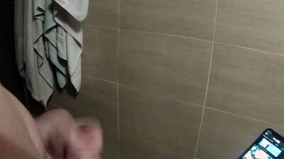 T-girl gets her tight pussy pounded in a hot amateur handjob and creampie bar scene