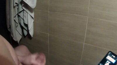 T-girl gets her tight pussy pounded in a hot amateur handjob and creampie bar scene