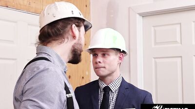 Jackhammer Max Adonis dominates Andrew Connor with his massive cock in a wild bareback fisting session