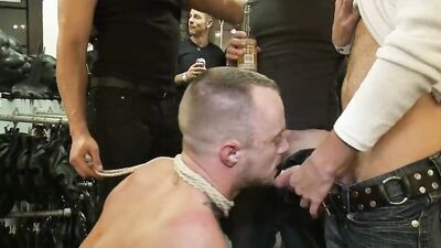 Jessie Colter restrained & gangbanged in Mr S Leather store