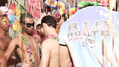 Watch as these kinky Latin guys bareback & take on a group of guys in a wild anal gangbang frenzy!