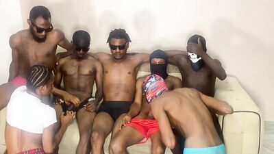 Watch this Nigerian babe take on multiple cocks in a wild gangbang