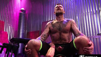 Kyle Michaels dominates and fisting a tattooed stud in a wild dorm room fuckfest