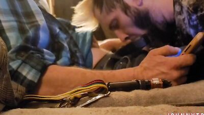 JohnnyTrigger gives a straight mechanic a hard pounding & swallows his load