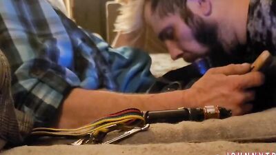 JohnnyTrigger gives a straight mechanic a hard pounding & swallows his load