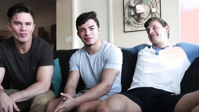Julian Rodriguez's First Time with a Latino Jock: A Hot Threesome with a Busty Latina and a Muscular Guy