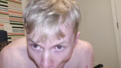 Blonde Twink gets her mouth stuffed with daddy's fat cock until he's completely drained of his cum
