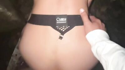 Watch this hot babe get her tight pussy stretched by a huge white cock while getting a deep dicking from her daddy