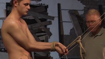 Kinky daddy & two kinky boys torment each other with blowjobs & handjobs in BDSM threesome