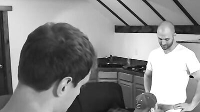 David Chase's bald pate gets stuffed by cute guys before swallowing cum