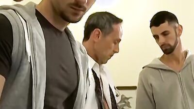 Horny doctors jerk off patients before getting them drilled in the hospital