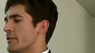 Lucky guy gets a mouthful from two hung guys and a cumshot to savor