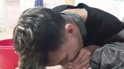 David Cameron's coworker gives him a public blowjob during lunch break while people walk by