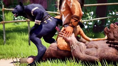 Anime_hu gets a raw bareback pounding in a Furry threesome with no mercy