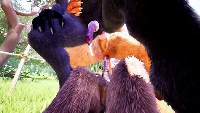 Anime_hu gets a raw bareback pounding in a Furry threesome with no mercy