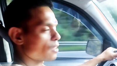 Hot Latino worker begs driver to give him a beach handjob & a cumshot