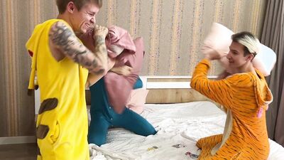 Sandro Jenner, Max_Gen & Falcon Al take turns on each other's pajama-clad ass in a wild group party
