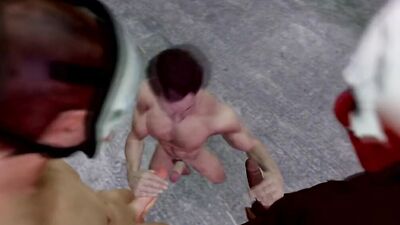 Old animation - studs & hunk get naked & wild in a group anal party