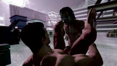 Old animation - studs & hunk get naked & wild in a group anal party