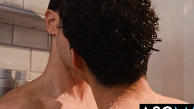 Watch Johnny Donovan & his muscle hunk Flip fuck in a steamy shower with bareback sex and blowjob action!
