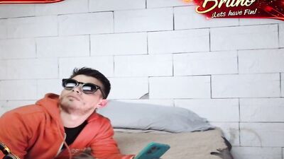 Watch this amateur Argentinian get bred by a strapon while on webcam