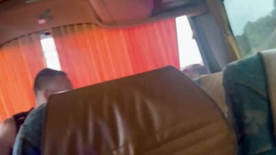 Kit Belove & Falcon Al share a bus ride and get a mouthful of cum