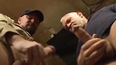 Watch these kinky daddies pee, suck, and take it deep in their tight assholes!