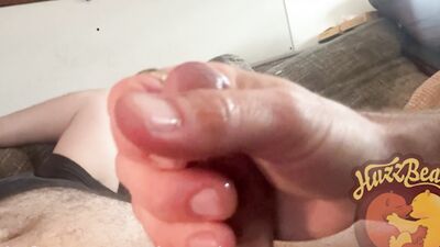 Chubby bear gives a quickie and takes a hot load in POV