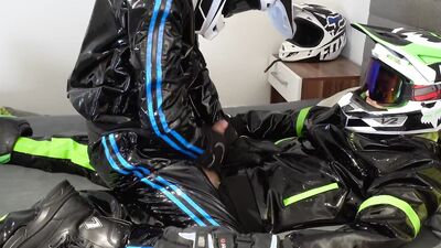 SneakerLoverAustria's snow-covered boots get the work done in a PVC suit