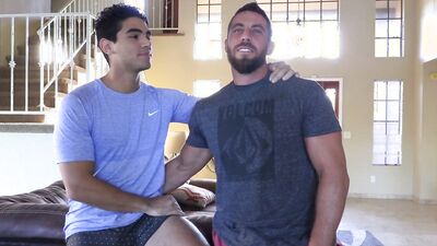 Watch Max Marciano & Chance take on Derek Jones' hairy ass and cumshot
