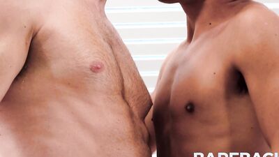 Watch how these guys take turns deepthroating, rimming, and breeding on hung babe, Milo Miles